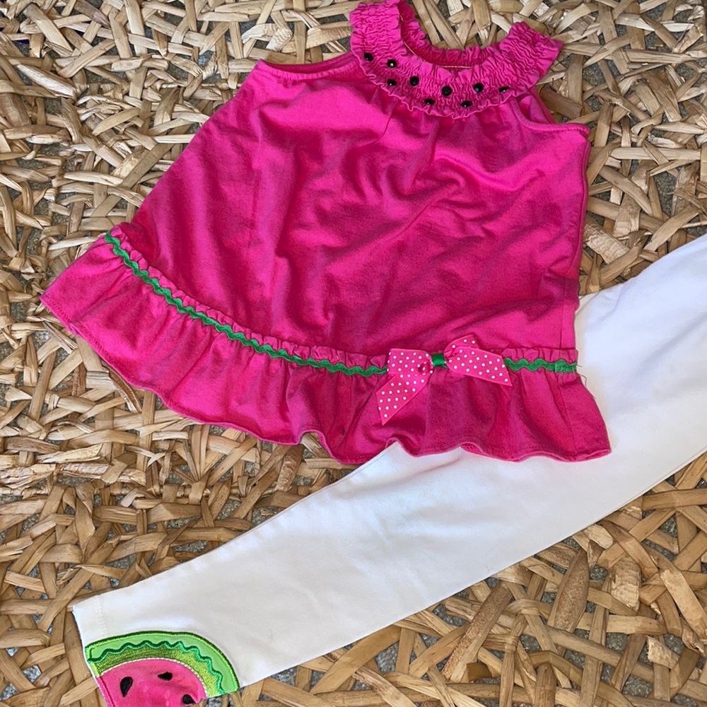 Girls Sz 6 Watermelon Tank and Leggings Matching Set